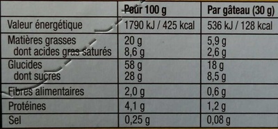 Napolitain, l'Original nutrition facts table