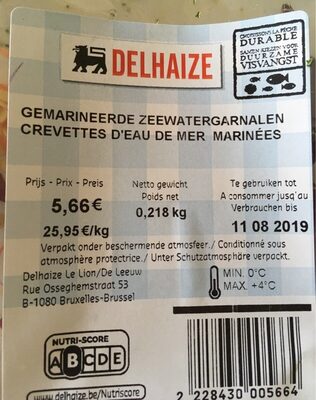 Crevettes d'eau de mer marinées