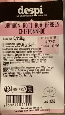 Jambon rôti aux herbes