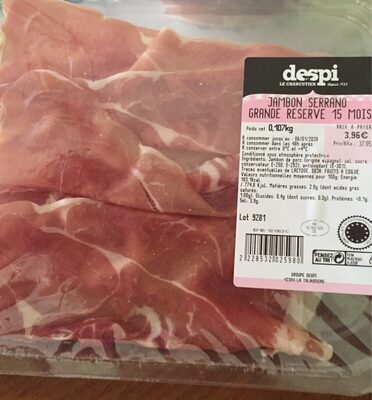 Jambon serano grande reserve 15 mois front packaging