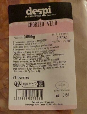 Chorizo vela