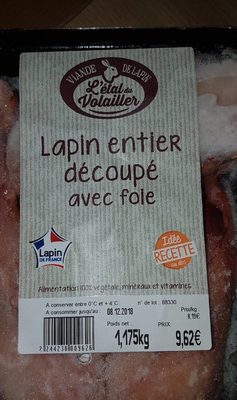 Lapin entier découpé avec foie