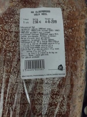 Vloerbrood volkoren heel