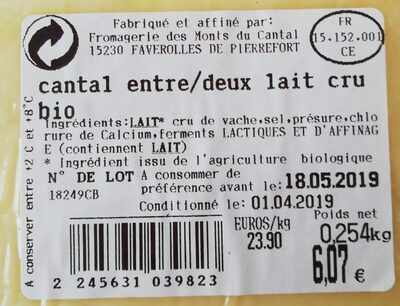 Cantal entre deux lait cru bio