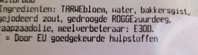 Bus wit ingredients label