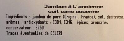 Jambon a l ancienne ingredients label