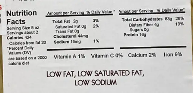 Egg Vermicelli nutrition facts table