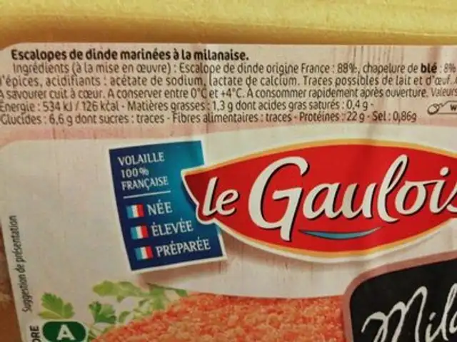Les Milanaises nutrition facts table