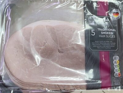 Traditional smoked ham slices front packaging