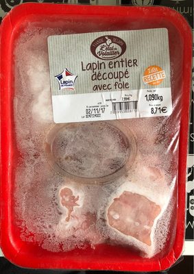 Lapin entier decoupe avec foie front packaging