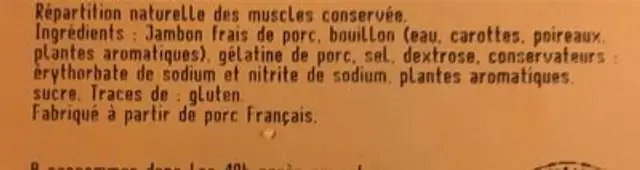 Jambon a l'ancienne ingredients label