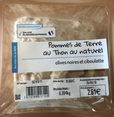 Pommes de terre au thon naturel front packaging