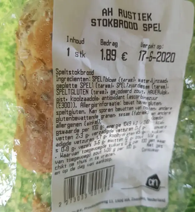 Rustiek stokbrood spelt front packaging