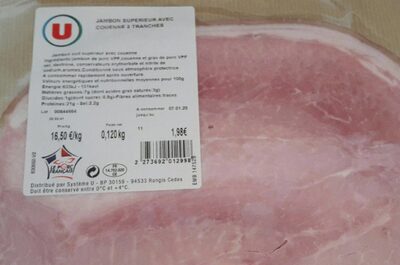 Jambon supérieur avec couenne 2 tranches
