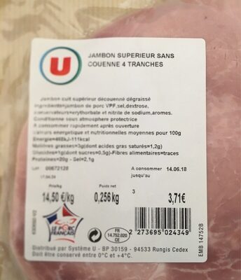 Jambon superieur sans couenne