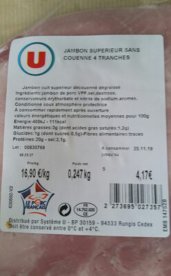 Jambon superieur sans couenne front packaging