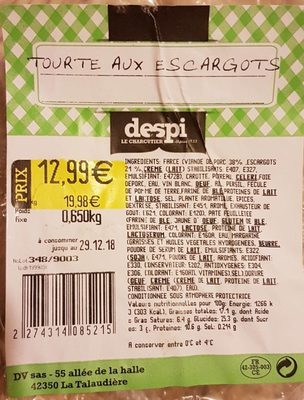 Tourte aux escargots front packaging