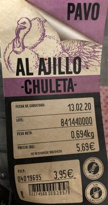 Pavo al ajillo - chuleta