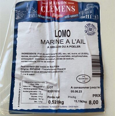 Lomo mariné à l'ail