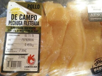 Pechuga fileteada de pollo front packaging