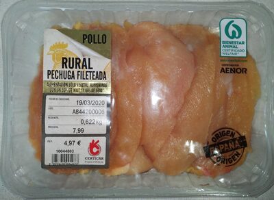 Pechuga fileteada pollo rural
