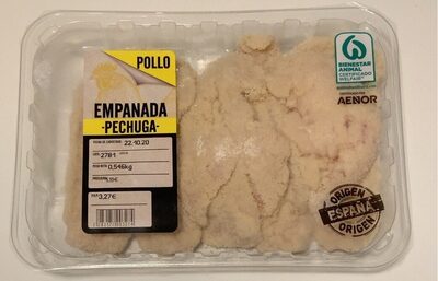 Empana pechuga de pollo front packaging