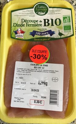 ESCALOPES de DINDE BIO S/AT * 2