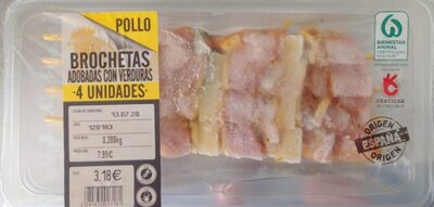 Brochetas adobadas con verduras