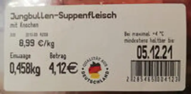 Jungbullen-Suppenfleisch
