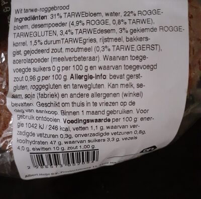 Wit tarwe-roggebrood