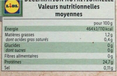 Filet de poulet bio nutrition facts table