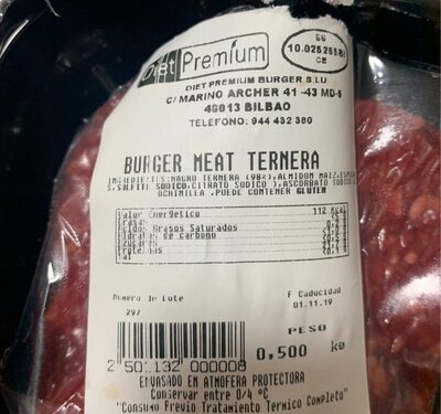Burger meat ternera