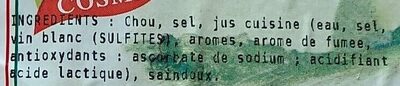 Choucroute cuisinée ingredients label
