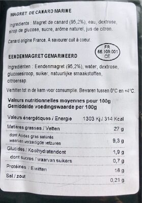 Magret de canard mariné