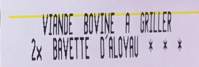 Bavette d'aloyau x2 ingredients label