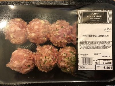 Boulettes de veau à l'emmental front packaging