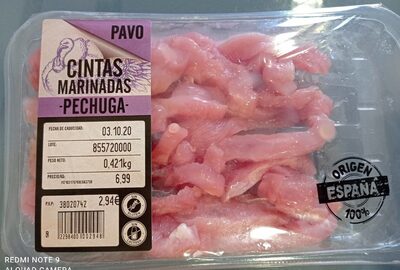 Cintas marinadas de pechuga de pavo