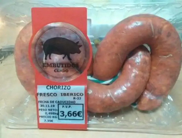 Chorizo fresco de cerdo ibérico front packaging