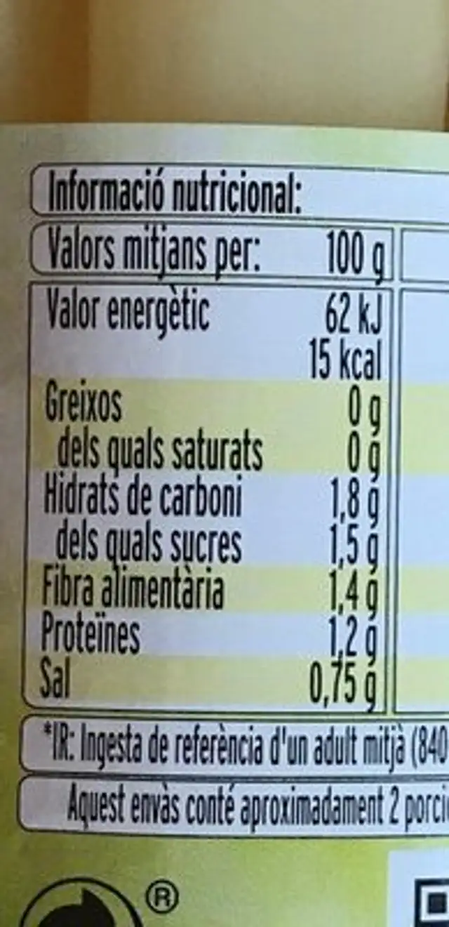 Espàrrecs blancs nutrition facts table