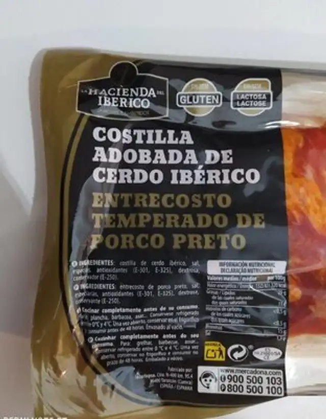 Costilla adobada de cerdo ibérico front packaging