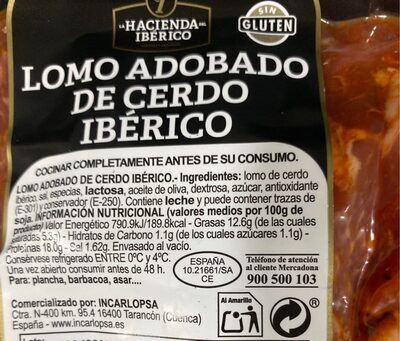 Lomo adobado de cerdo ibérico front packaging