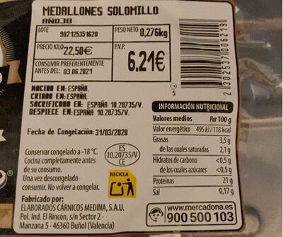 Medallones solomillo front packaging