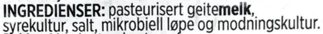 Geitost ingredients label