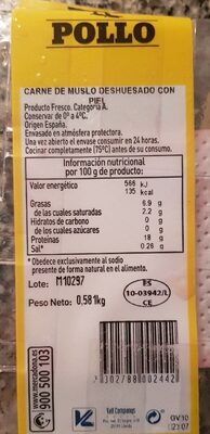 Carne de muslo deshuesado con piel