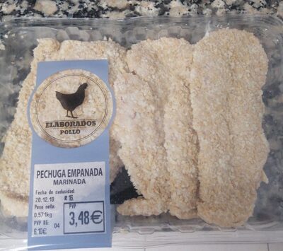 Pechuga de pollo empanada marinada front packaging
