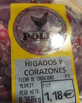 Hígados y corazones front packaging