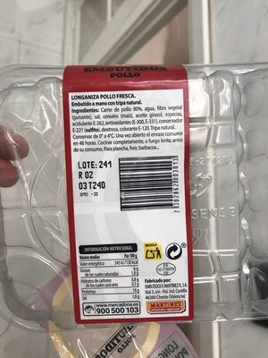 Longaniza de pollo fresca