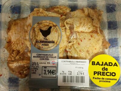 Contramuslo marinado de pollo con piel