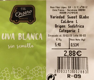 UVA BLANCA sin semillas