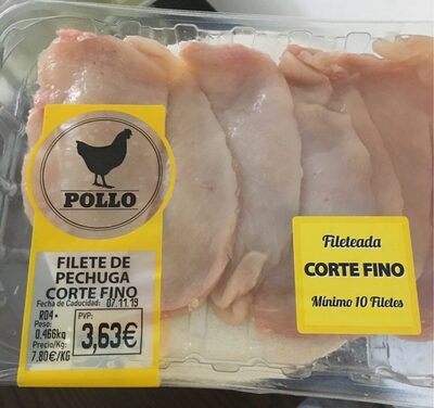 Filete de pechuga de pollo corte fino